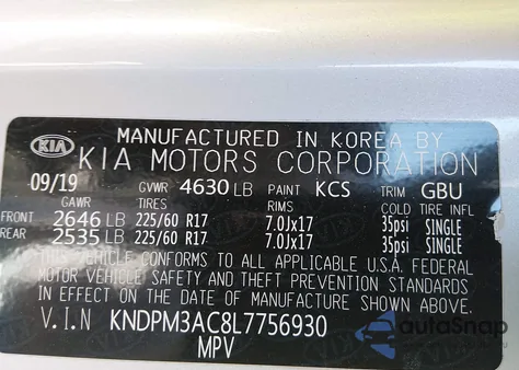 2020 Kia Sportage Lx z USA, uszkodzony, nr VIN KNDPM3AC8L7756930